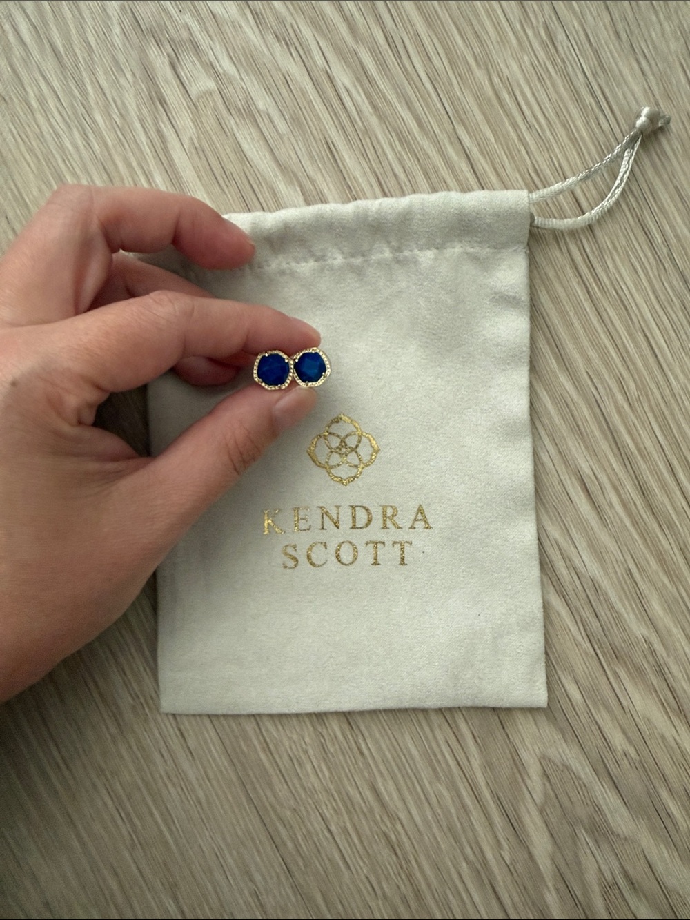 Kendra Scott Gold Tone Royal Blue Stud Earrings
